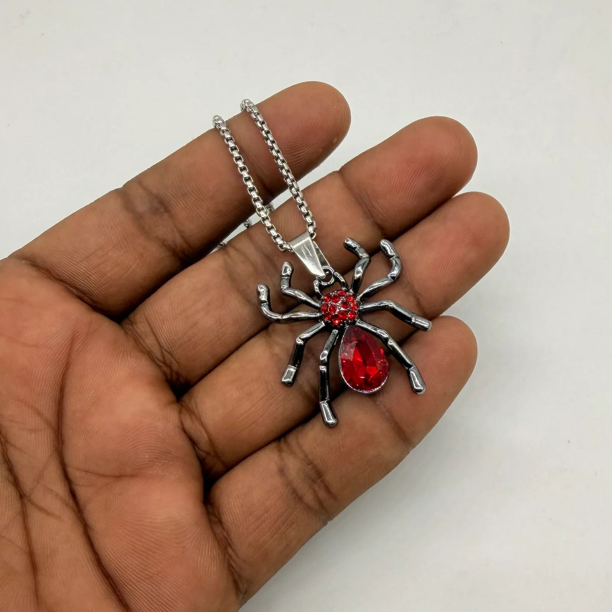 Gothic Red Spider Pendant Necklace