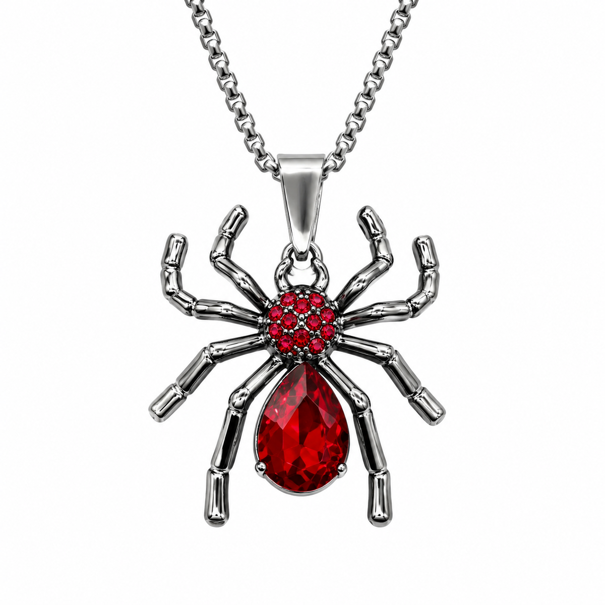 Gothic Red Spider Pendant Necklace